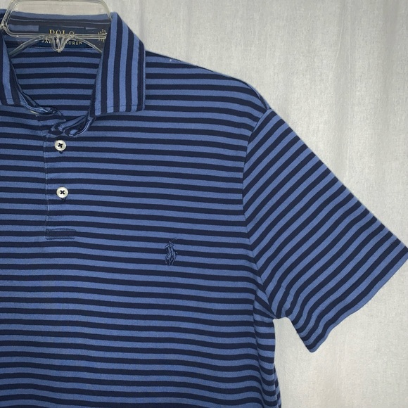 Polo Ralph Lauren Men’s Blue Stripe Polo Size M - Picture 3 of 7